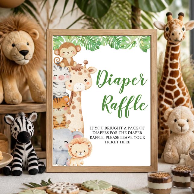 Oj pojke! Safari-babyshower | Blöjlotteri Bordssky Poster (Skapare uppladdad)