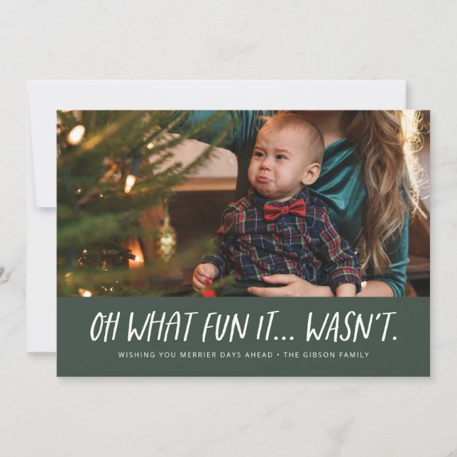 Oj så kul det inte var rolig grön jul fotot julkort (Framsida)