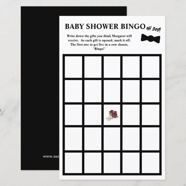 Oj! Tuxedo Baby Shower Bingo (Fram/baksida)
