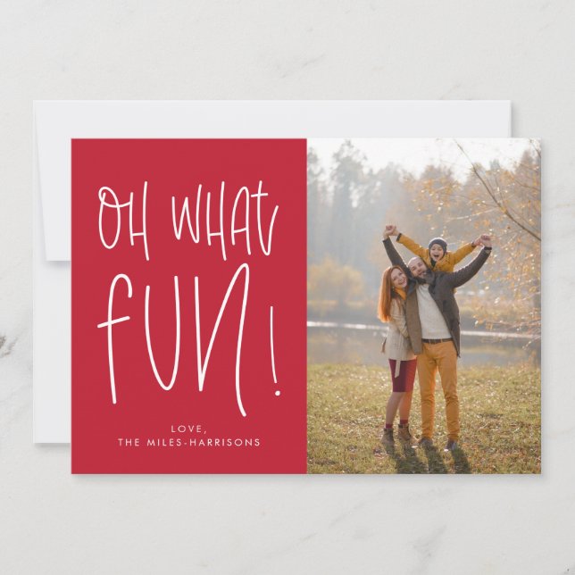 Oj vilken rolig typografisk fotoholidaykort julkort (Framsida)