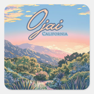 Ojai California Topa Topa Mountains Ligcape Fyrkantigt Klistermärke