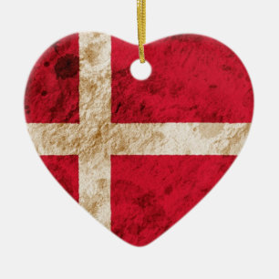 Ojämn danskaflagga julgransprydnad keramik