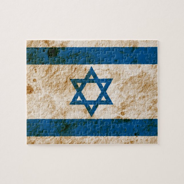 Ojämn israelisk flagga pussel (Horisontell)