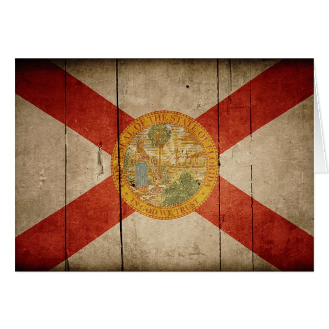 Ojämn Wood Florida flagga OBS Kort (Framsidan Horizontal)