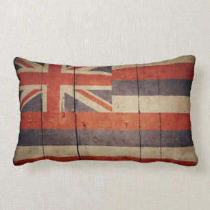 Ojämn Wood Hawaii flagga Lumbarkudde