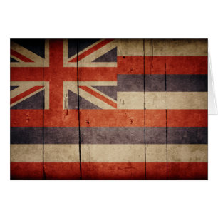 Ojämn Wood Hawaii flagga OBS Kort