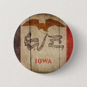 Ojämn Wood Iowa flagga Knapp