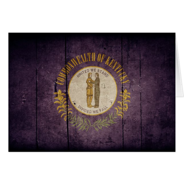 Ojämn Wood Kentucky flagga OBS Kort (Framsidan Horizontal)