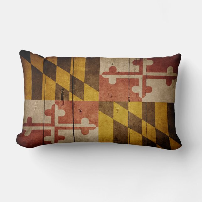 Ojämn Wood Maryland flagga Lumbarkudde (Framsida)