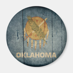 Ojämn Wood Oklahoma flagga Magnet