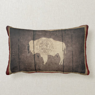 Ojämn Wood Wyoming flagga Lumbarkudde