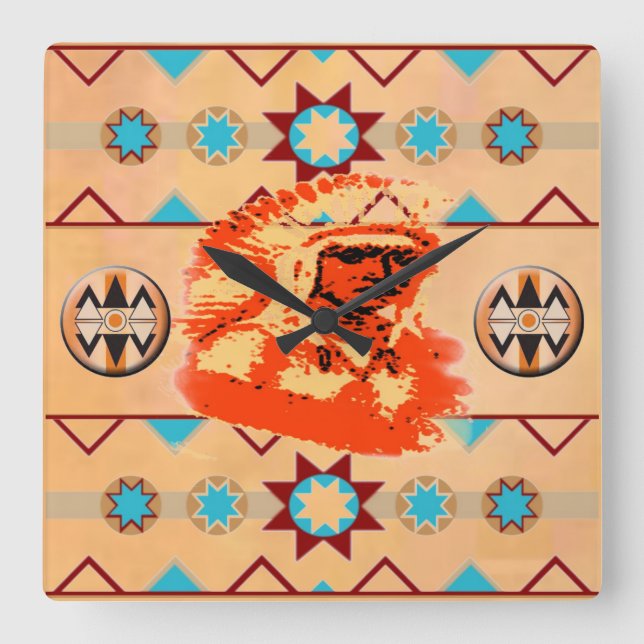 Ojibwa Wall Clock Fyrkantig Klocka (Framsida)