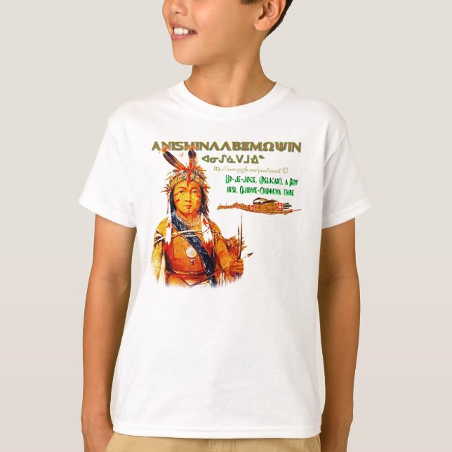 "Ojibwe-/Anishinaabemowin-ᐊᓂᔑᓈᐯᒧᐎᓐ ", T-shirt (Framsida)