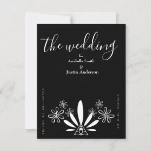 Ojibwe Blommigt Black and White Wedding bjudande Inbjudningar