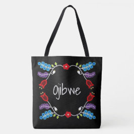 Ojibwe Blommigt Motif Black Tygkasse