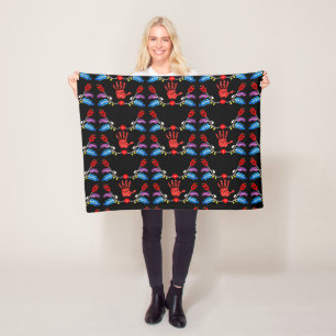 Ojibwe Blommigt Motif MMIW Black Fleecefilt