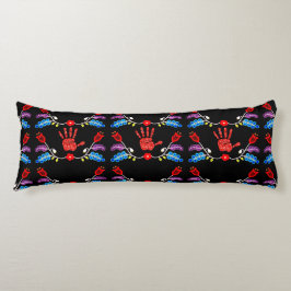 Ojibwe Blommigt Motif MMIW Black Kroppskudde