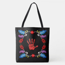 Ojibwe Blommigt Motif MMIW Black Tygkasse