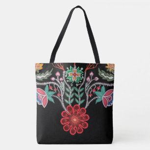 Ojibwe Firekeepers Blommigt Motif Black Tygkasse
