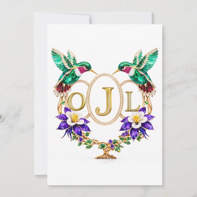 OJL Hummingbird Wedding Any Letters Custom CO Inbjudningar (Framsida)