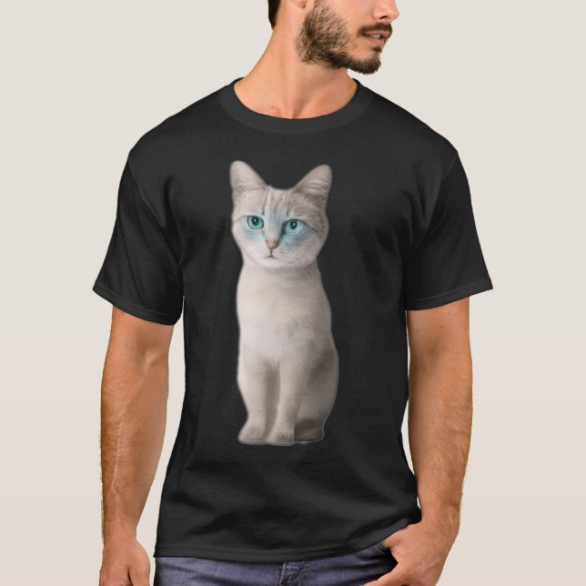Ojos Azules Cat T Shirt (Framsida)