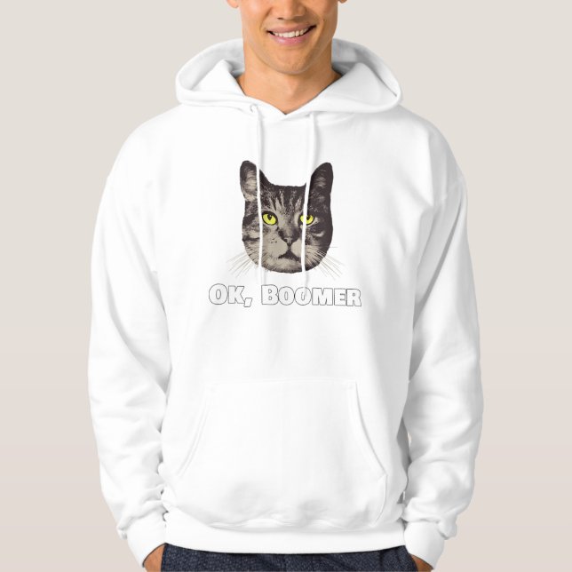 Ok Boomer Cat Shirt Millennial Cat Gift Oka Hoodie (Framsida)