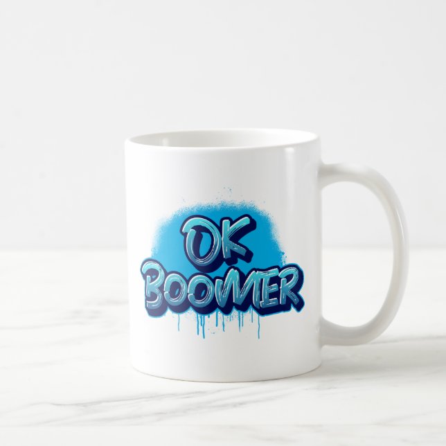 Ok Boomer i Blue Graffiti Kaffemugg (Höger)