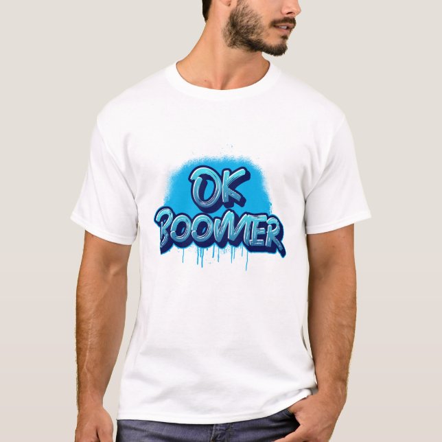 Ok Boomer i Blue Graffiti T Shirt (Framsida)