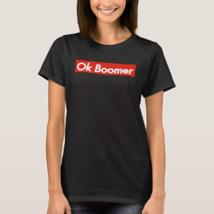 OK Boomer Mode vit text på rött PM T Shirt