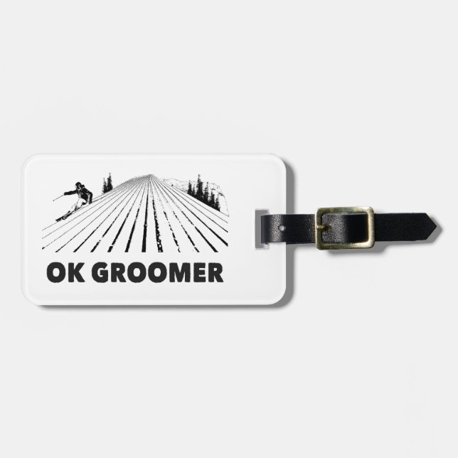 Ok Groomer Skiing Bagagebricka (Horisontell Framsida)