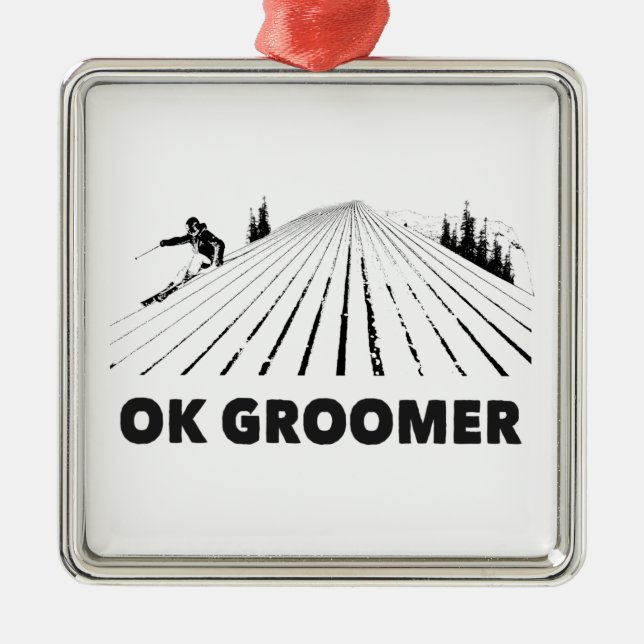 Ok Groomer Skiing Julgransprydnad Metall (Framsidan)