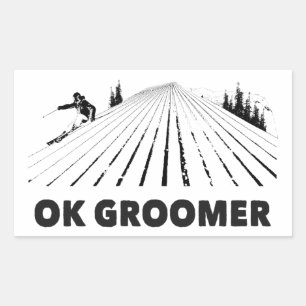 Ok Groomer Skiing Rektangulärt Klistermärke