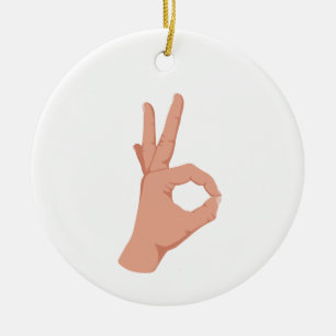 OK handsignatur Julgransprydnad Keramik