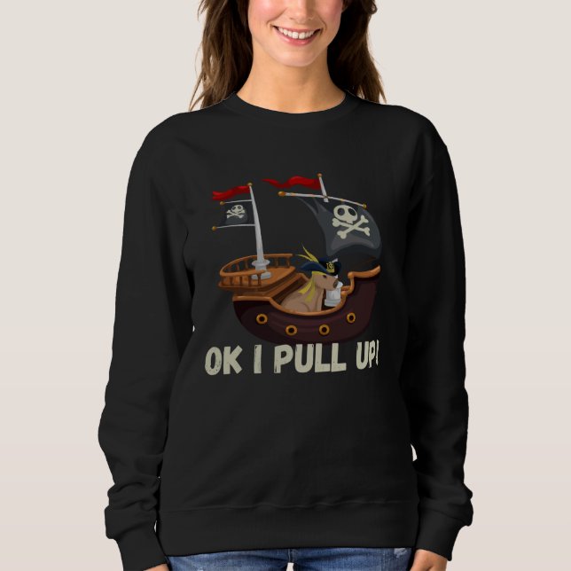 Ok I Pull Up Capybara Pirate  Animal T Shirt (Framsida)