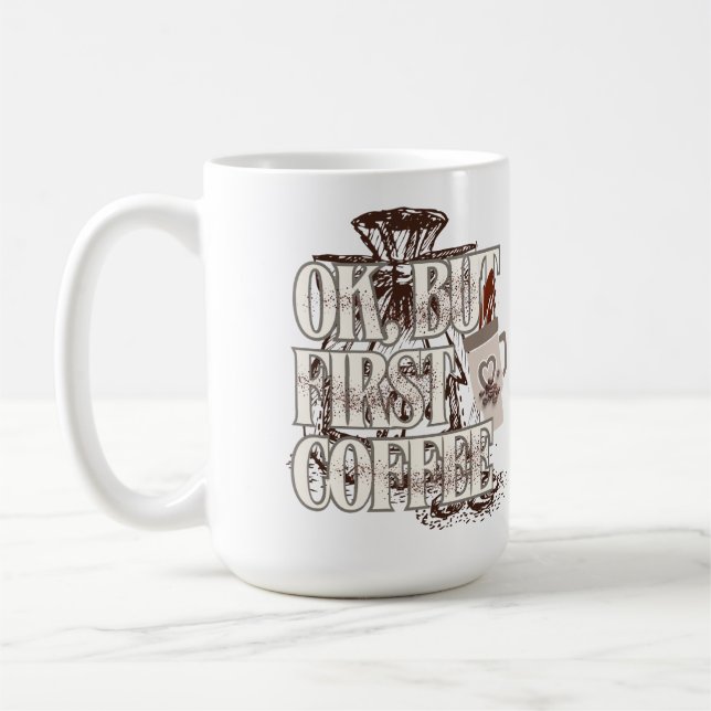 OK Men Först Kaffe T-Shirt för Kaffeälskare  Kaffemugg (Vänster)
