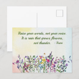 Öka citatet Watercolor Wildwers i Ord Vykort