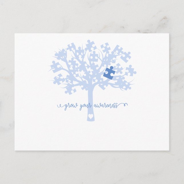 Öka din medvetenhet med Tree Autism T-shirt Meddelande Vykort (Framsida)