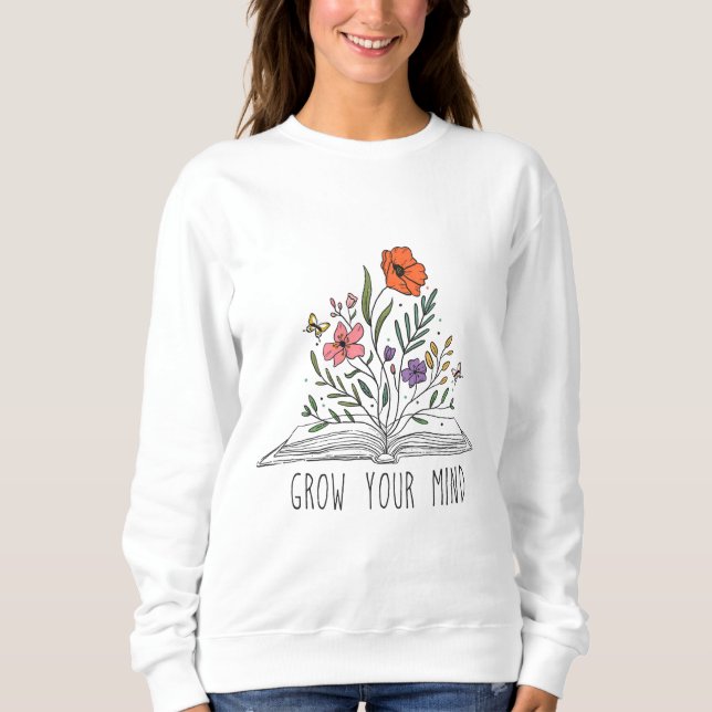 Öka din mind Boho Wildblomma och Bok-sötskjorta T Shirt (Framsida)