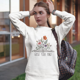 Öka din mind Boho Wildblomma och Bok T Shirt