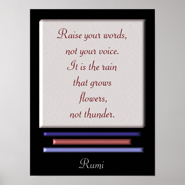 Öka din ord - konstutskrift - Rumi-citat Poster (Framsidan)