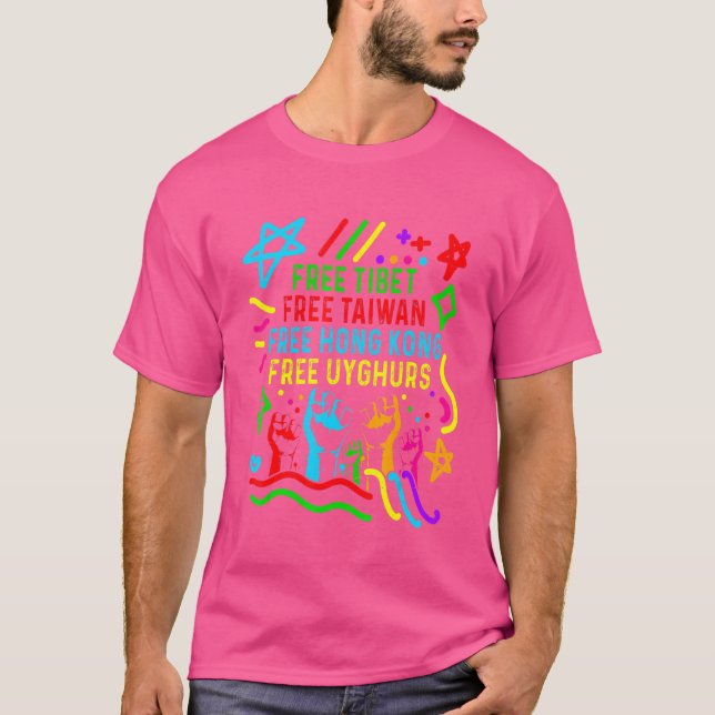 Öka händerna för det fria Tibet Taiwan gratis Hong T Shirt (Framsida)