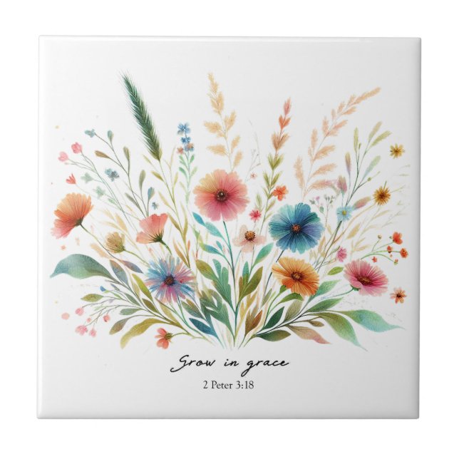 Öka i Grace blommigt Kakelplatta (Framsidan)