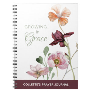 Öka i Grace Watercolor Blommigt Prayer Journal Anteckningsbok