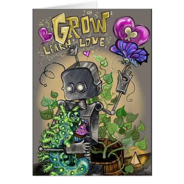 Öka Lär dig Kärlek Smooshie och Bloop Hälsningskort (Framsidan)