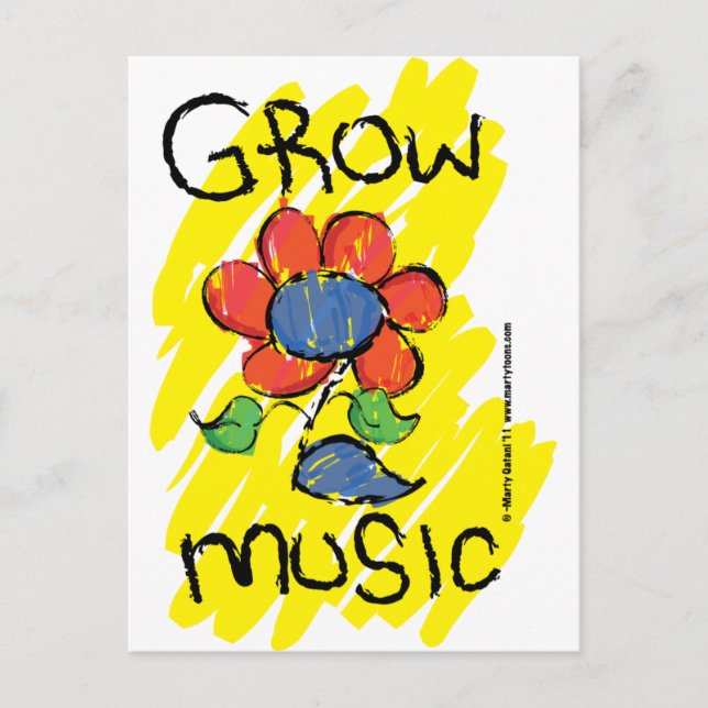 Öka lite musik. Coolans musikblomma Vykort (Framsida)