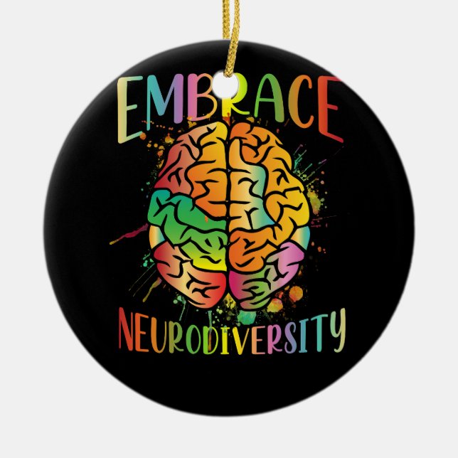 Öka medvetenheten om filmspel i Neurodiversity Vid Julgransprydnad Keramik (Framsidan)