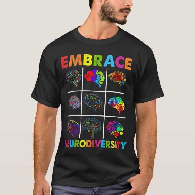 Öka medvetenheten om filmspel i Neurodiversity Vid T Shirt (Framsida)