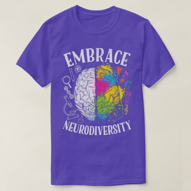 Öka medvetenheten om Neurodiversity Brain ADHD Aut T Shirt (Design framsida)