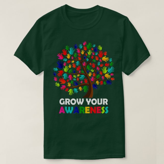 Öka medvetenheten om Träd Hand Autism Medvetet T Shirt (Design framsida)