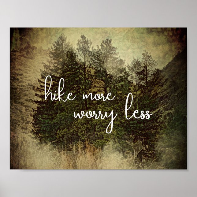 Öka mer oro mindre citat träd sepia-toner poster (Framsidan)
